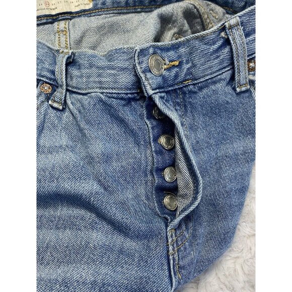 Free People Jeans Women's 25 Mid Rise Straight Leg Denim Distressed Button Fly - Picture 9 of 11
